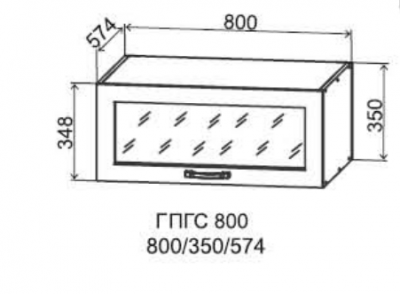 Шкаф верхний 800/350 стекло горизонтальный глубокий Квадро (ДСВ)