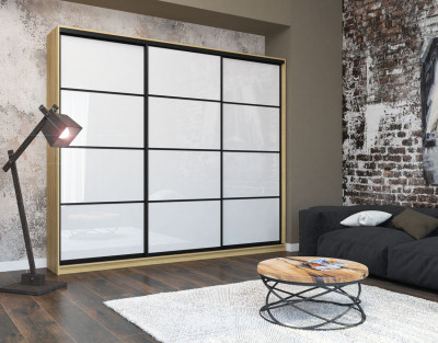 Шкаф-купе Лофт 3000 глубина 470 фасад МДФ белый глянец 3г