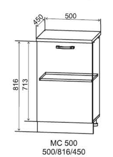 Шкаф нижний малой глубины 500 Монца