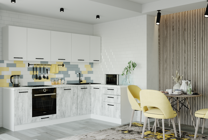 Кухонный гарнитур угловой Бланка 2600х1600 (стол. 26 мм)