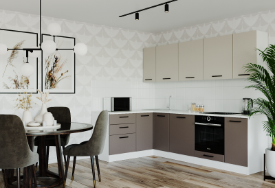 Кухонный гарнитур угловой Латте 2600х1600 (стол. 26 мм)