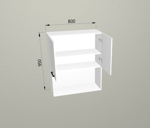 Шкаф навесной 800/950 горизонтальный 2 яруса с полкой Санвут 1