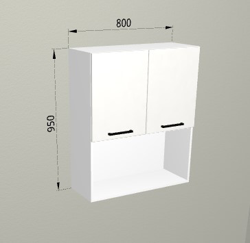 Шкаф навесной 800/950 горизонтальный 2 яруса с полкой Санвут 1
