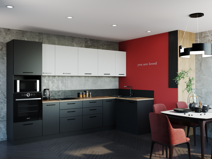 Кухонный гарнитур угловой Вегас 3200х1400 (стол. 26 мм)