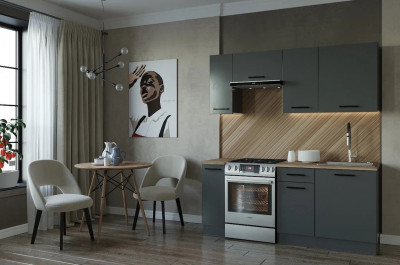 Кухонный гарнитур Антрацит 1800 мм (стол. 26 мм)