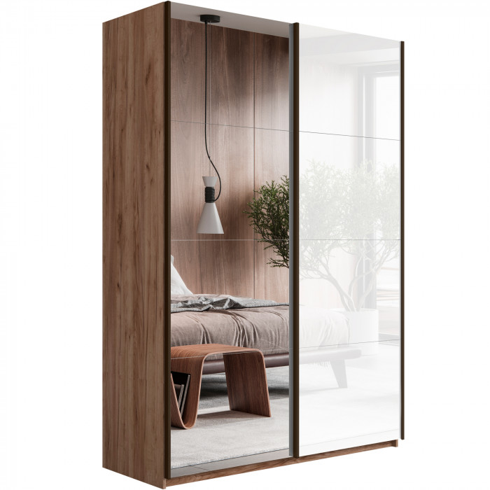 Шкаф-купе Прайм 2-х дв. со стеклом и зеркалом 1200 Е1
