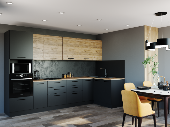 Кухонный гарнитур угловой Дели 3200х1400 (стол. 26 мм)