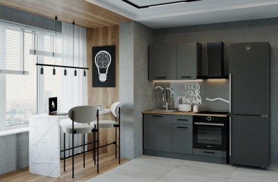 Кухонный гарнитур Антрацит 1600 мм (стол. 26 мм)