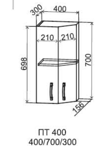 Шкаф верхний торцевой 400/700 Монца