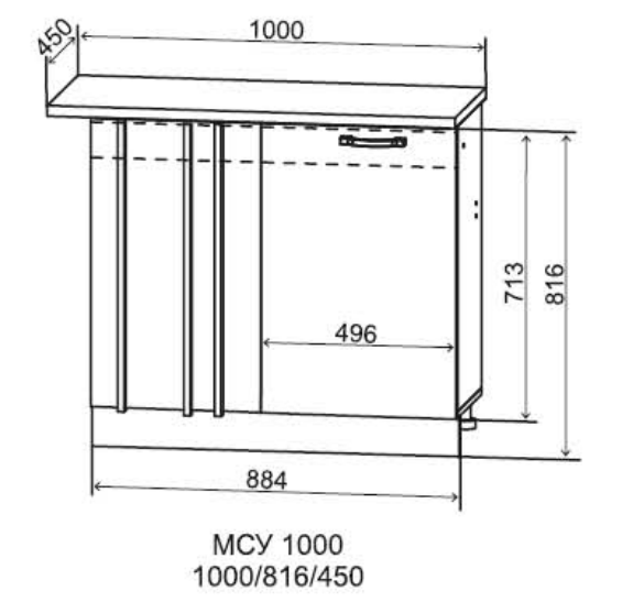 Шкаф нижний малой глубины угловой 1000 Монца