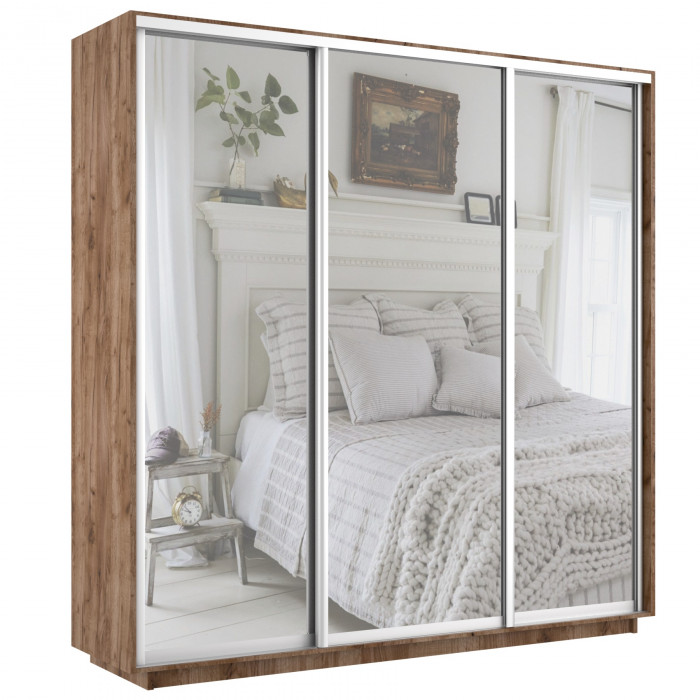 Шкаф-купе Экспресс 3 зеркала 2100х2400 глубина 450 Е1