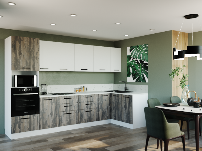 Кухонный гарнитур угловой Руанда 3200х1400 (стол. 26 мм)