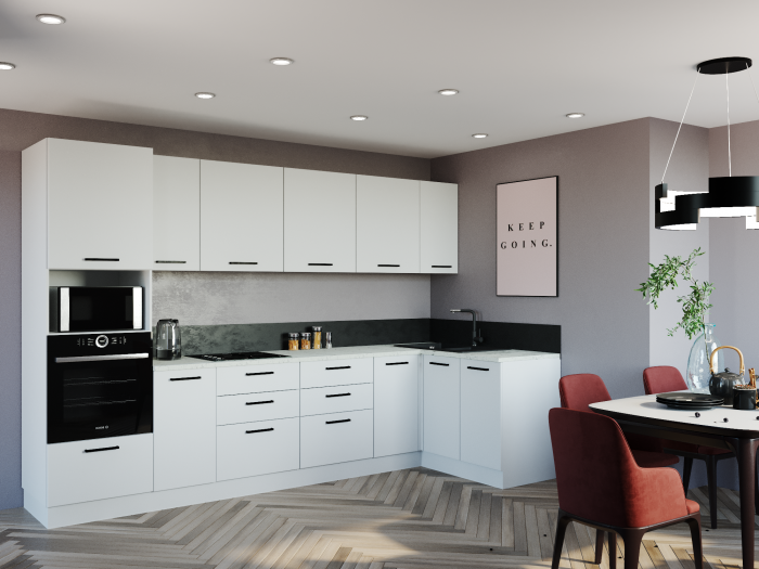 Кухонный гарнитур угловой Жемчуг 3200х1400 (стол. 26 мм)