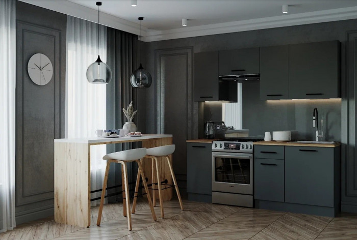 Кухонный гарнитур Антрацит 2000 мм (стол. 26 мм)