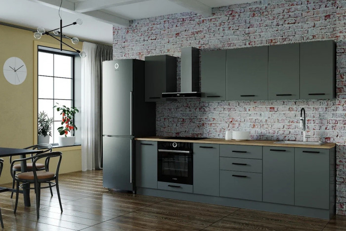 Кухонный гарнитур Антрацит 2800 мм (стол. 26 мм)