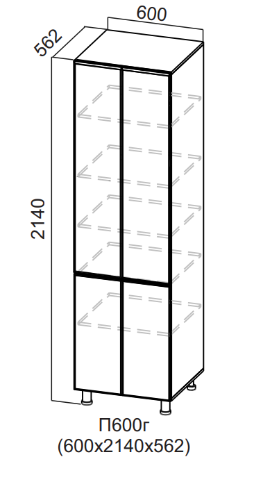 Пенал глухой 2 створки 600/2140 Вельвет