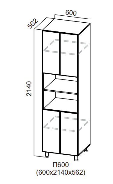 Пенал 600/2140 с нишей Бостон