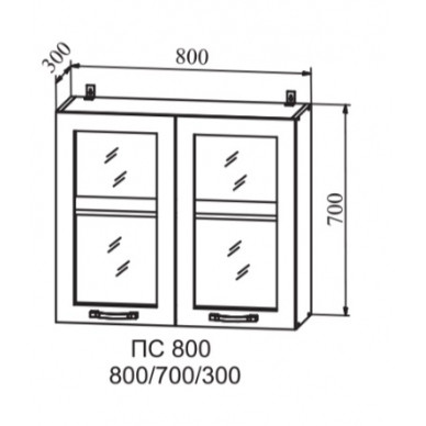 Шкаф верхний 800 стекло Квадро (ДСВ)
