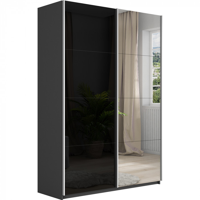 Шкаф-купе Прайм 2-х дв. со стеклом и зеркалом 1400 Е1