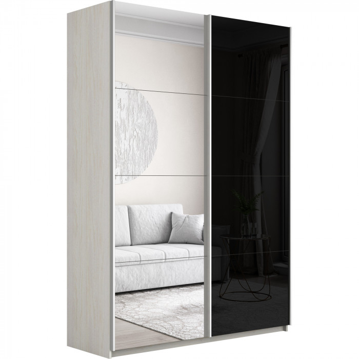 Шкаф-купе Прайм 2-х дв. со стеклом и зеркалом 1400 Е1
