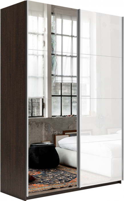 Шкаф-купе Прайм 2-х дв. со стеклом и зеркалом 1400 Е1