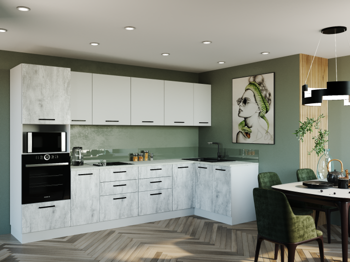 Кухонный гарнитур угловой Бланка 3200х1400 (стол. 26 мм)