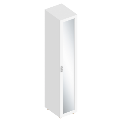 Пенал 1-ств с зеркалом и полками Сандра