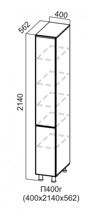 Пенал глухой 400/2140 Вельвет