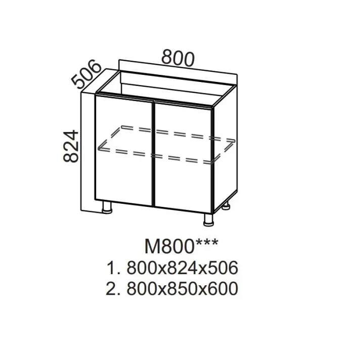 Шкаф нижний 800 под мойку Грейвуд СВ