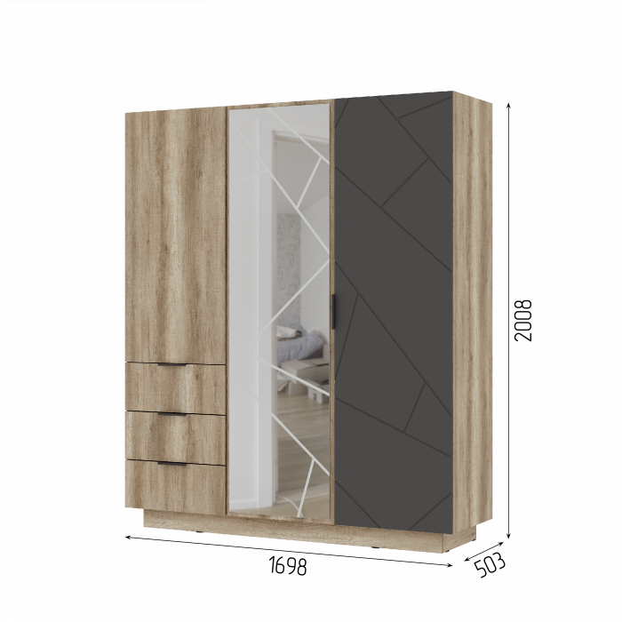 Шкаф 3-х створчатый ШК-01 Даллас