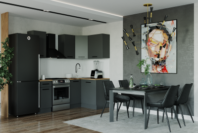 Кухонный гарнитур угловой Антрацит-2000х1200 (стол. 26 мм)