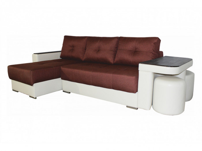 Диван с оттоманкой Майями со столом и пуфиками