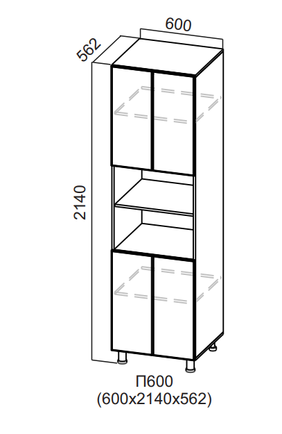 Пенал с нишей 600/2140 Вельвет