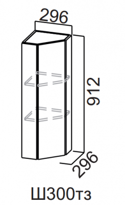 Шкаф навесной 300/912 торцевой закрытый Бостон