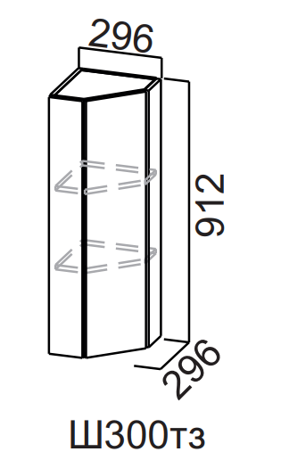 Шкаф навесной 300/912 торцевой закрытый Бостон