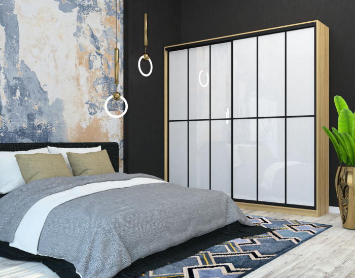 Шкаф-купе Лофт 2400 фасад МДФ белый глянец +