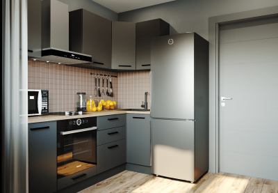 Кухонный гарнитур угловой Антрацит-2200х1000 (стол. 26 мм)