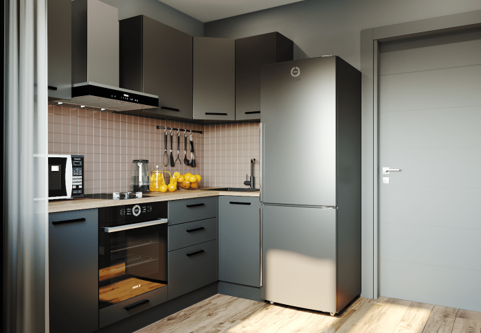 Кухонный гарнитур угловой Антрацит-2200х1000 (стол. 26 мм)