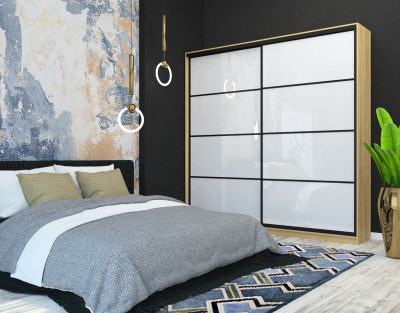 Шкаф-купе Лофт 2400 фасад МДФ белый глянец 3г