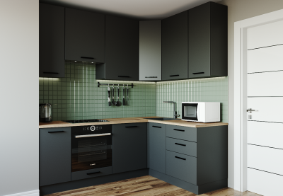 Кухонный гарнитур угловой Антрацит-2200х1600 (стол. 26 мм)