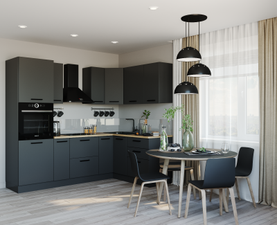 Кухонный гарнитур угловой Антрацит-2400х1600 (стол. 26 мм)