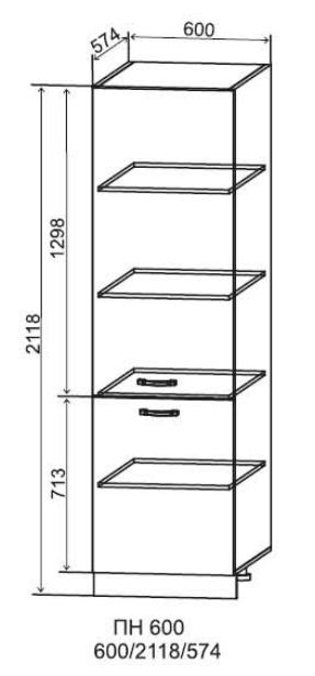 Пенал кухонный 600 глухой Монца
