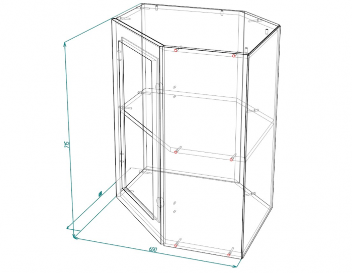 Шкаф верхний 600 угловой со стекло Кельн