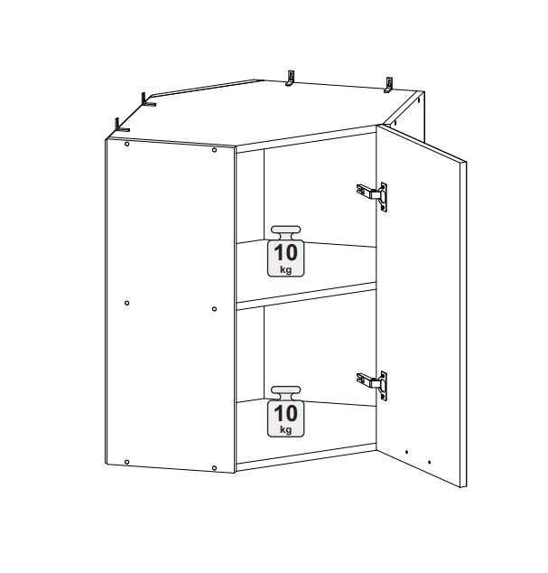 Шкаф верхний 600 угловой со стекло Кельн