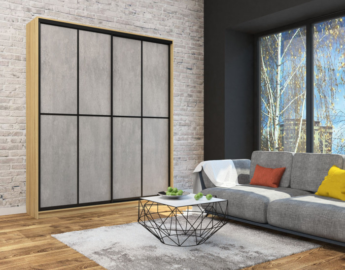 Шкаф-купе Лофт 2000 фасад МДФ бетон +