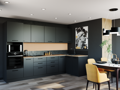 Кухонный гарнитур угловой Антрацит-3200х1400 (стол. 26 мм)