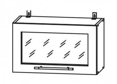 Шкаф верхний 600 горизонтальный со стеклом Империя