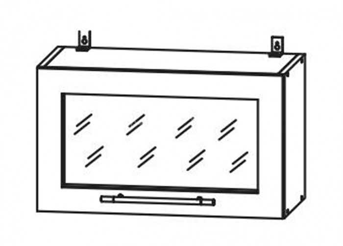 Шкаф верхний 600 горизонтальный со стеклом Империя