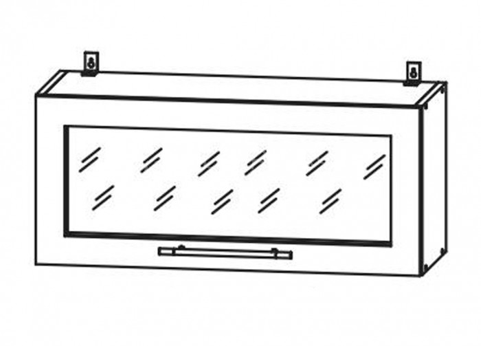 Шкаф верхний 800 горизонтальный со стеклом Империя