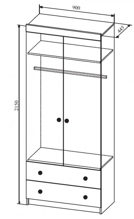 Шкаф 900 с ящиками Сканди